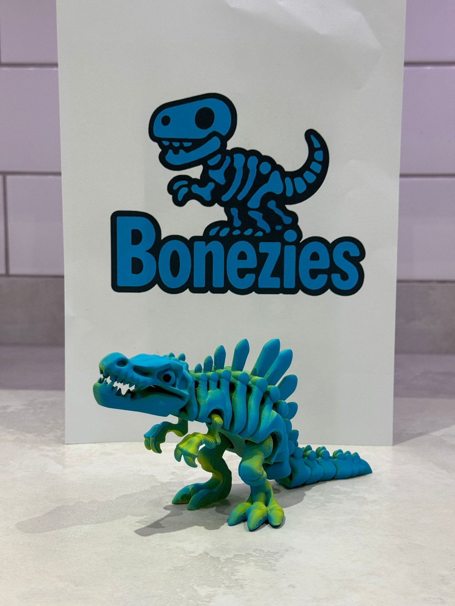 BONEZIES - Skeleton articulated fidget toy collection - GREEN/YELLOW COLOUR