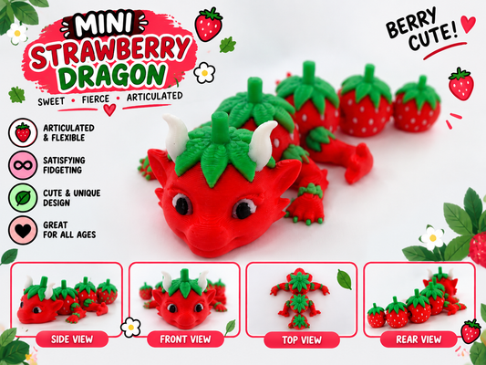 Mini Strawberry Dragon Articulated Toy