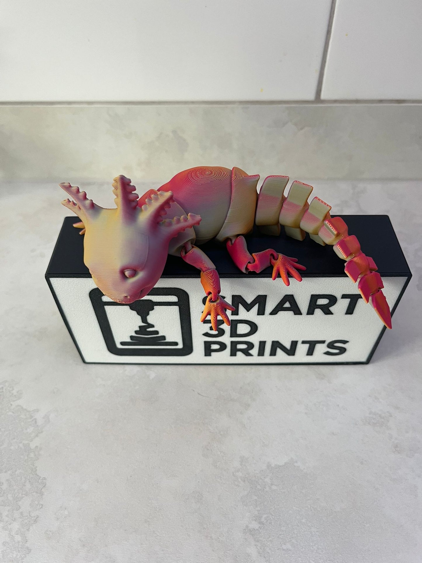 Axolotl Smiling - Medium (7 inch), Large (10 inch) or EXTRA LARGE (14 inch) Articulated Axolotl toy in any colour