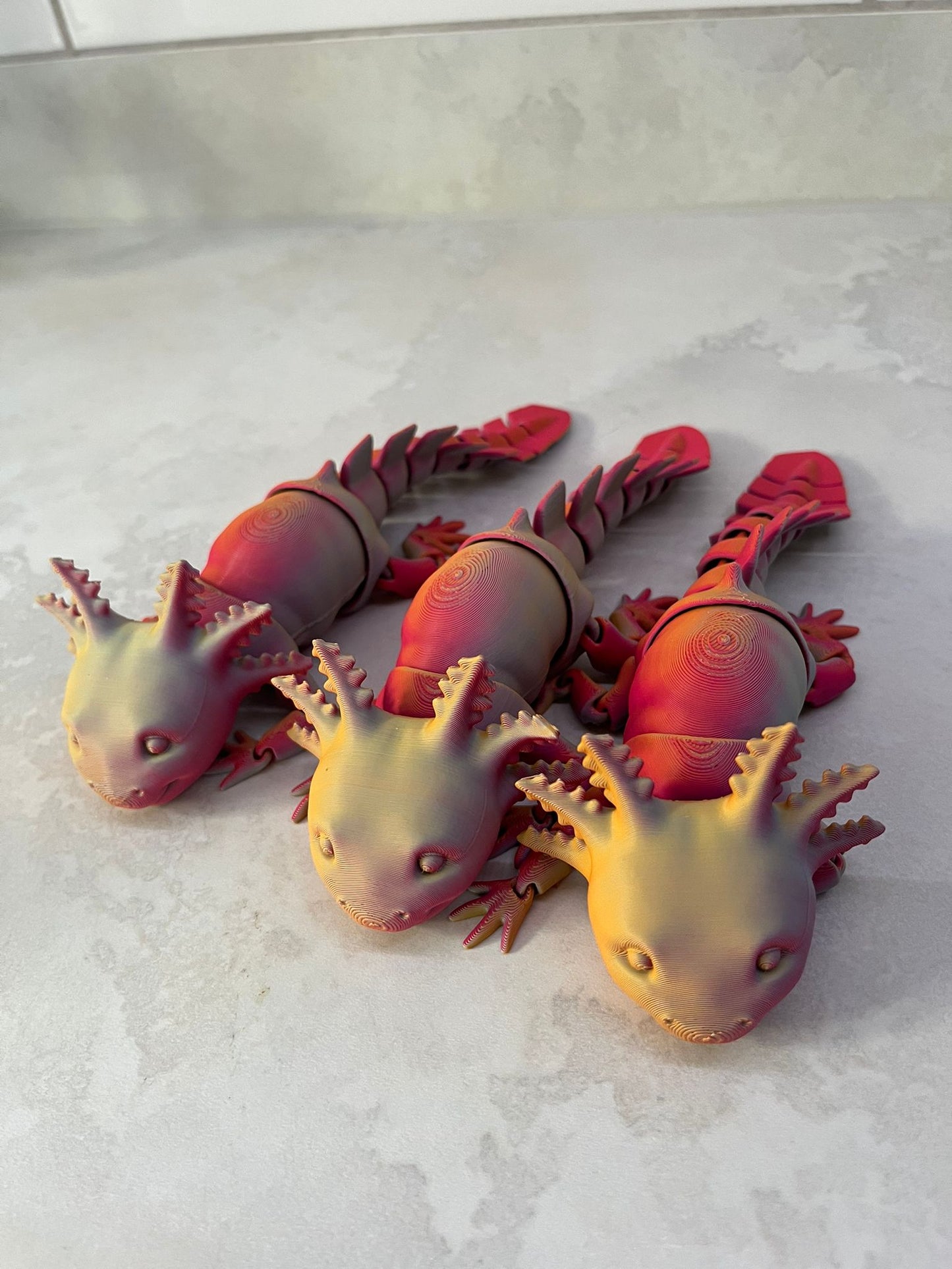 Axolotl Smiling - Medium (7 inch), Large (10 inch) or EXTRA LARGE (14 inch) Articulated Axolotl toy in any colour