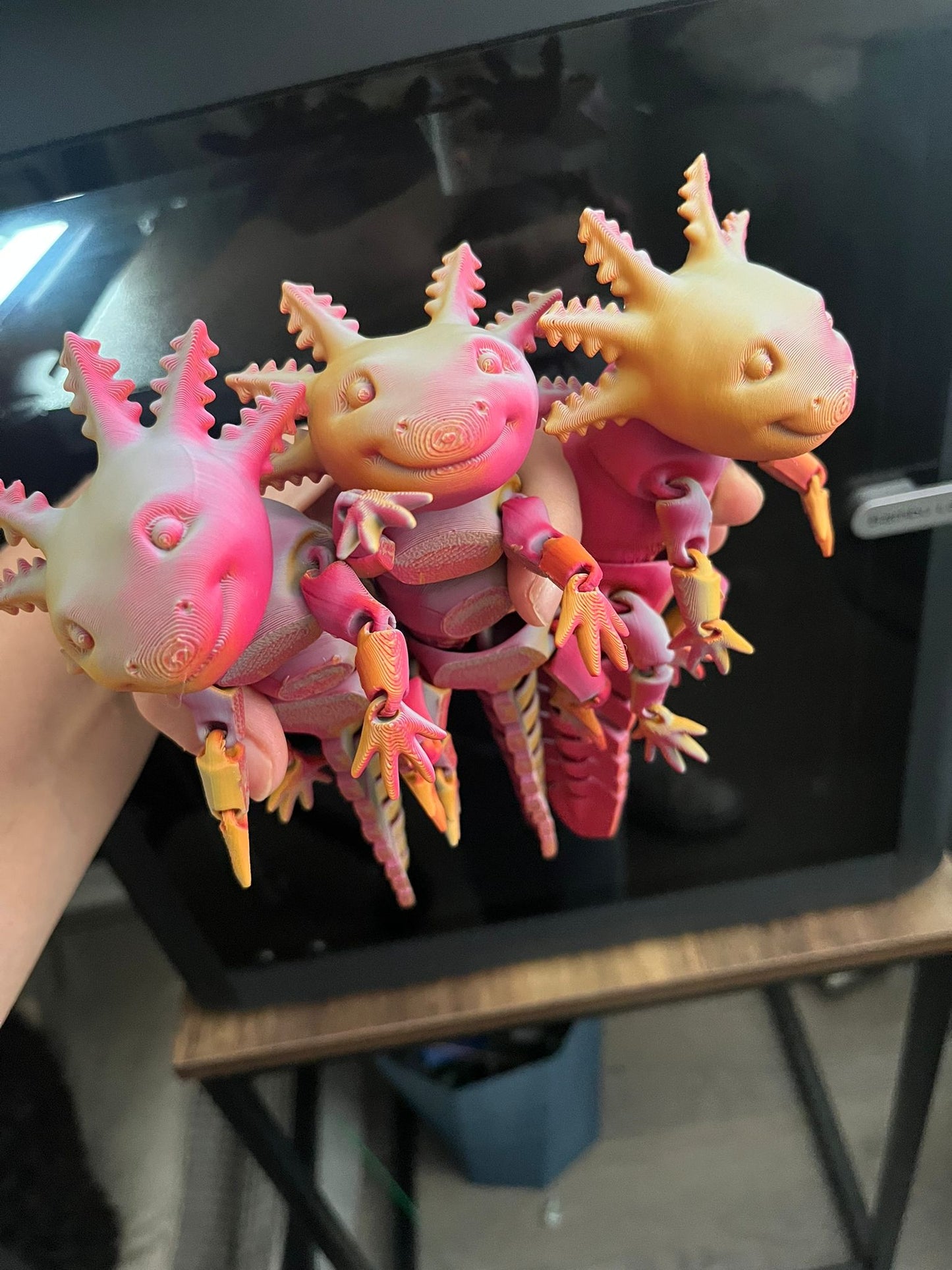 Axolotl Smiling - Medium (7 inch), Large (10 inch) or EXTRA LARGE (14 inch) Articulated Axolotl toy in any colour