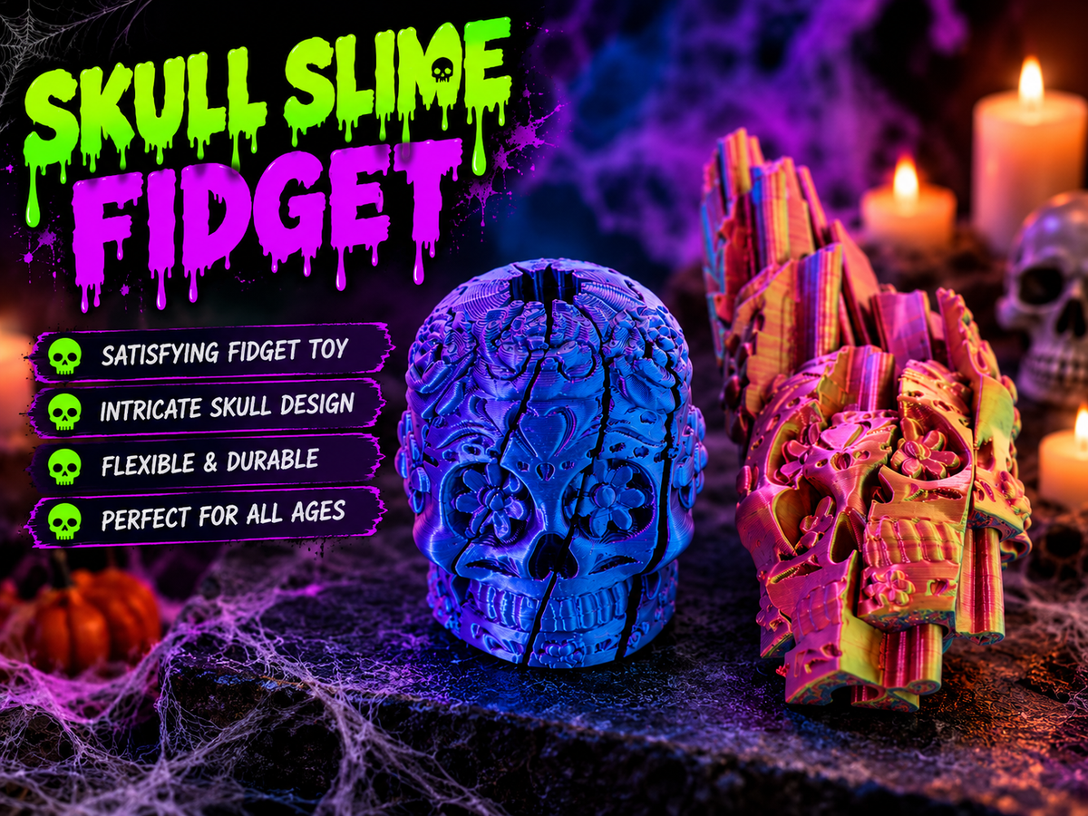 Skull Shape 3D printed slime style fidget