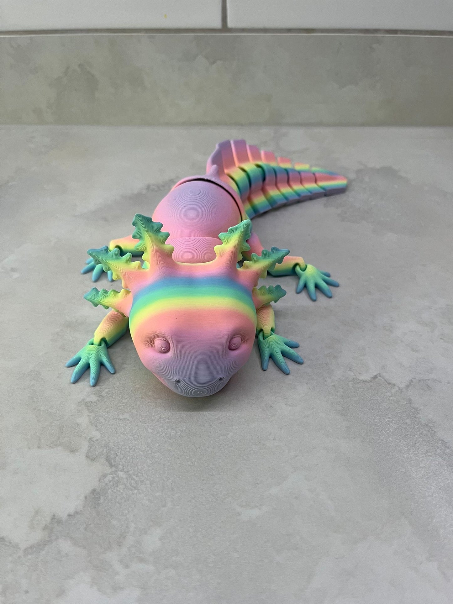 Axolotl Smiling - Medium (7 inch), Large (10 inch) or EXTRA LARGE (14 inch) Articulated Axolotl toy in any colour