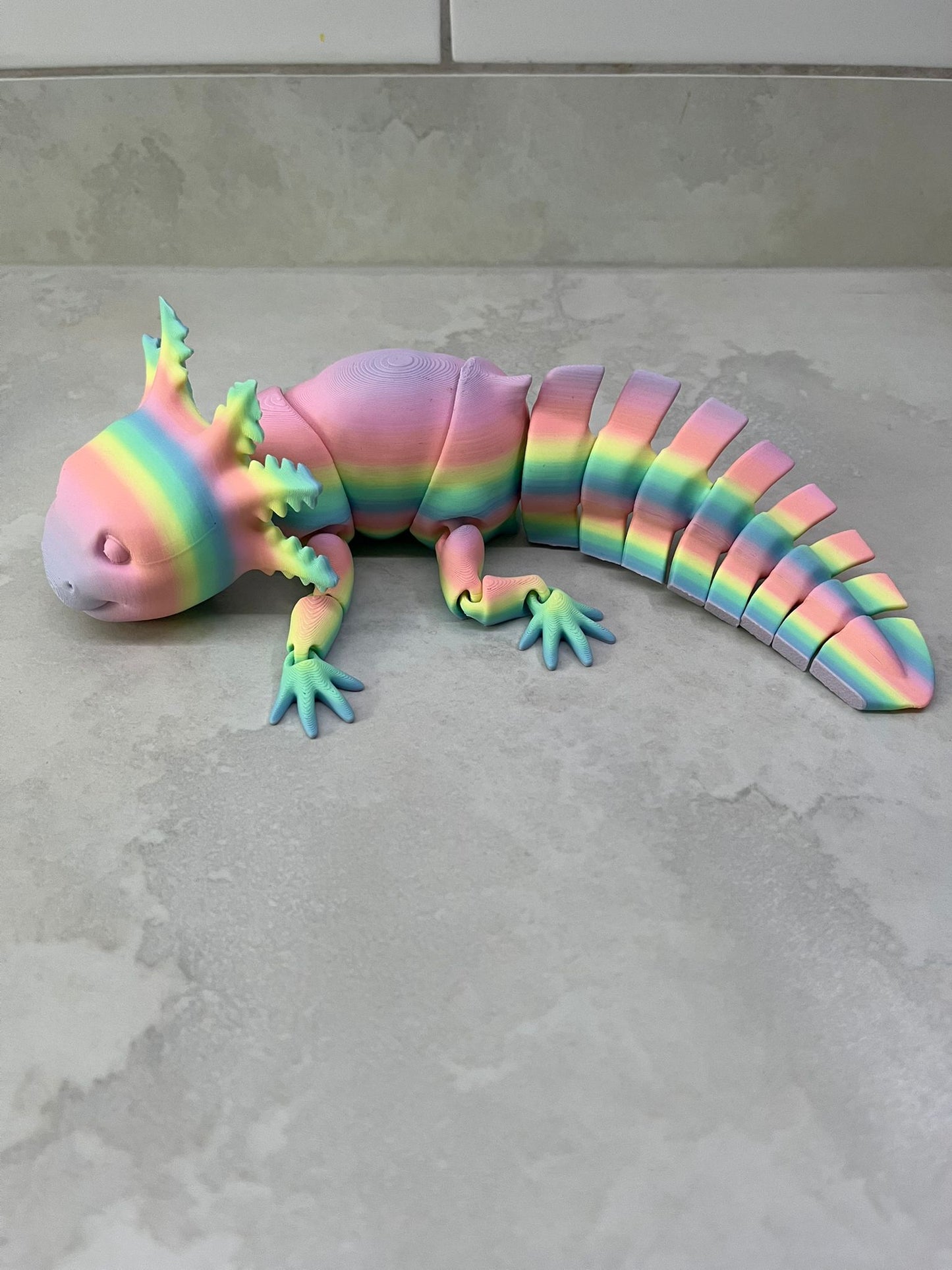 Axolotl Smiling - Medium (7 inch), Large (10 inch) or EXTRA LARGE (14 inch) Articulated Axolotl toy in any colour