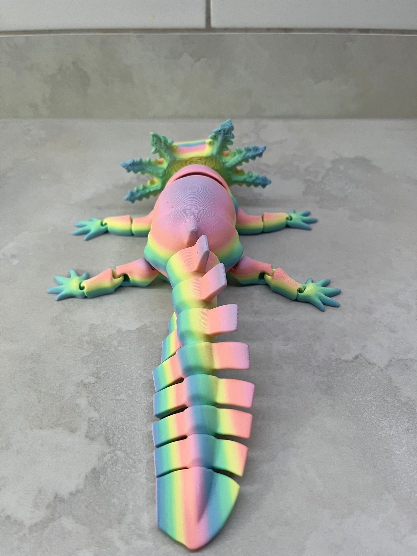 Axolotl Smiling - Medium (7 inch), Large (10 inch) or EXTRA LARGE (14 inch) Articulated Axolotl toy in any colour