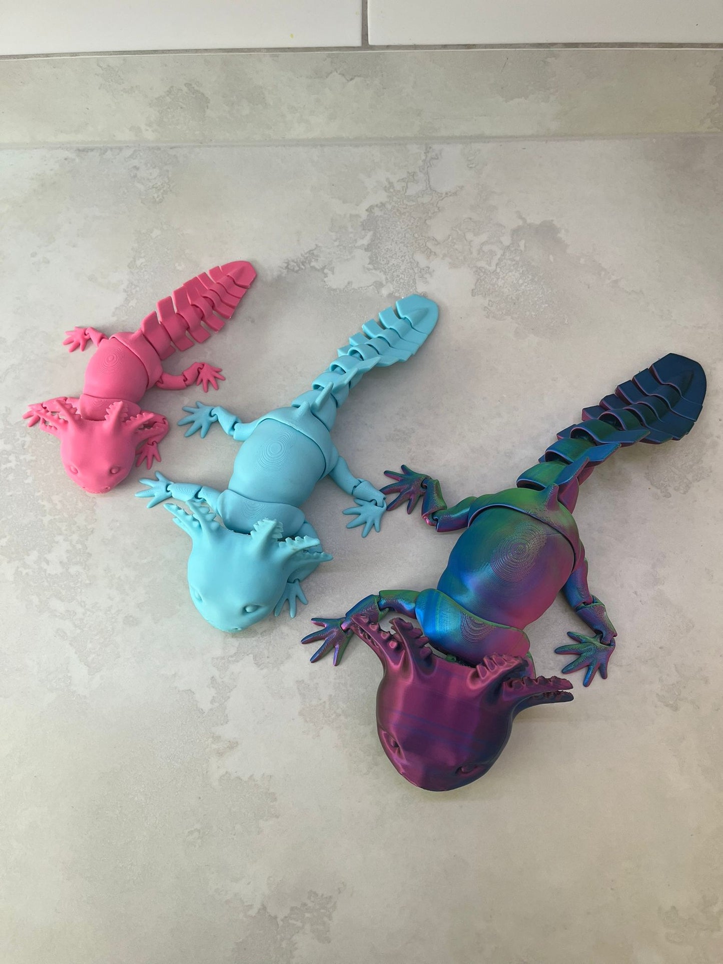 Axolotl Smiling - Medium (7 inch), Large (10 inch) or EXTRA LARGE (14 inch) Articulated Axolotl toy in any colour