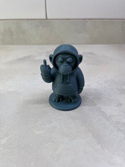Monkey in a hoody figure showing middle finger (other colours available)