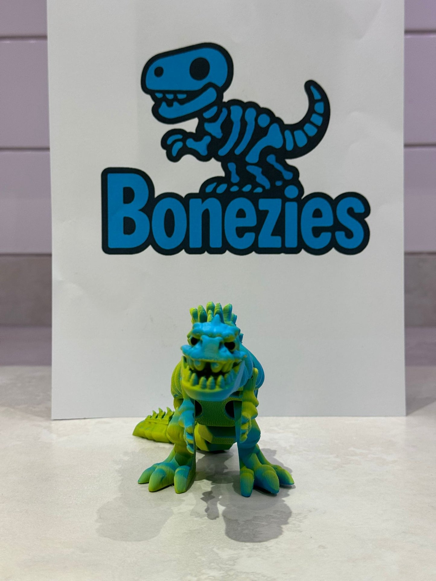 BONEZIES - Skeleton articulated fidget toy collection - GREEN/YELLOW COLOUR