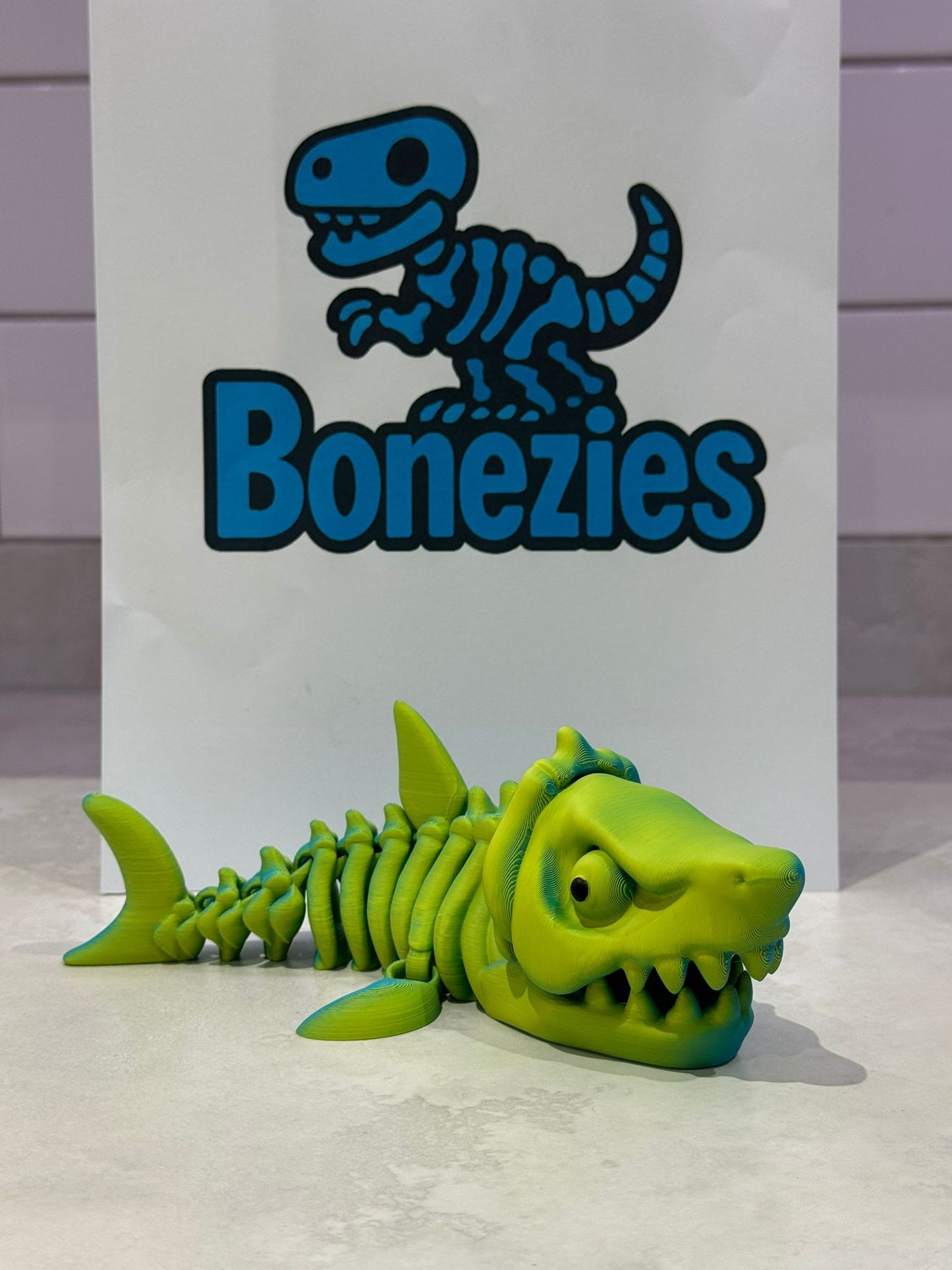 BONEZIES - Skeleton articulated fidget toy collection - GREEN/YELLOW COLOUR