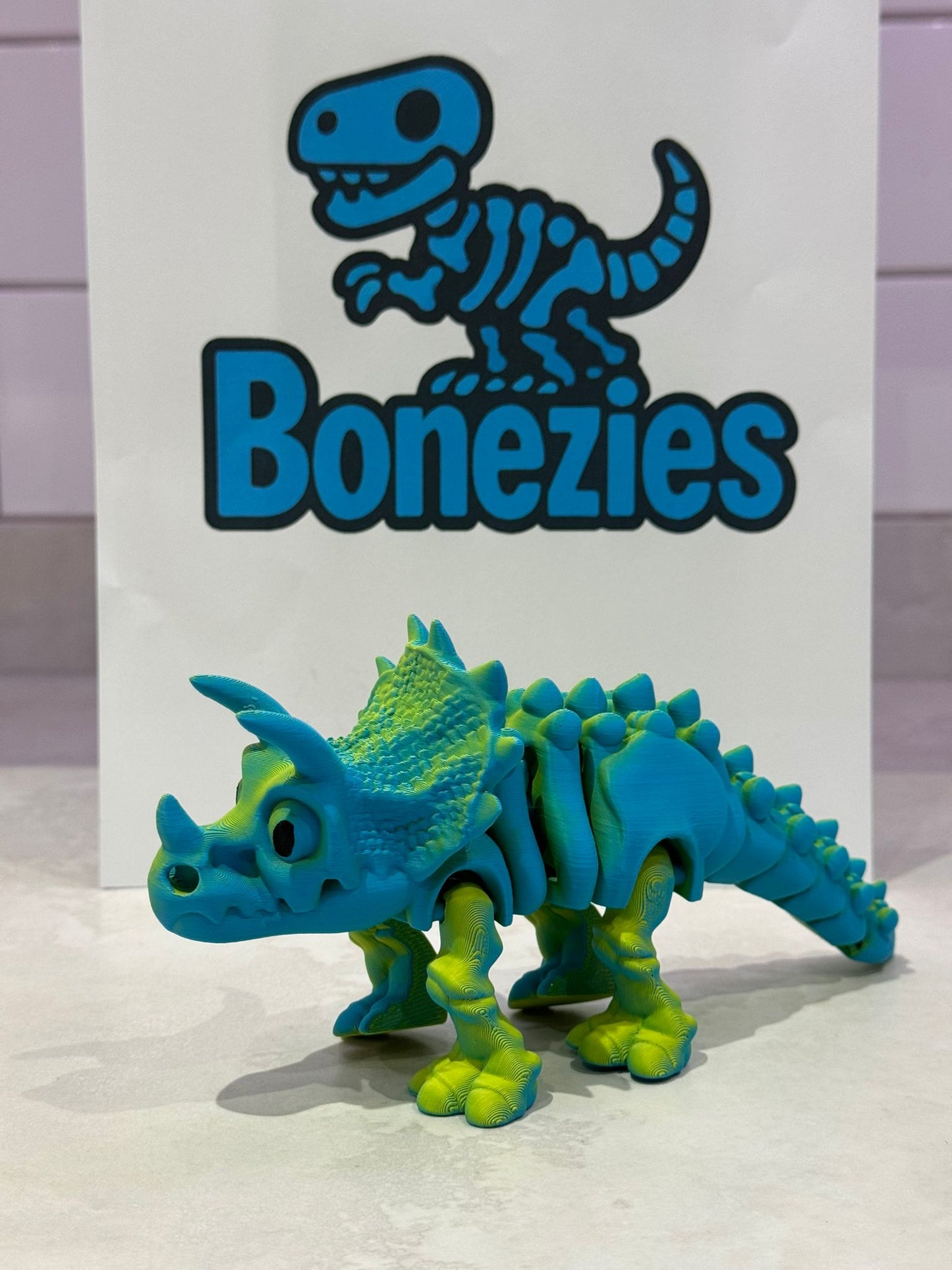BONEZIES - Skeleton articulated fidget toy collection - GREEN/YELLOW COLOUR