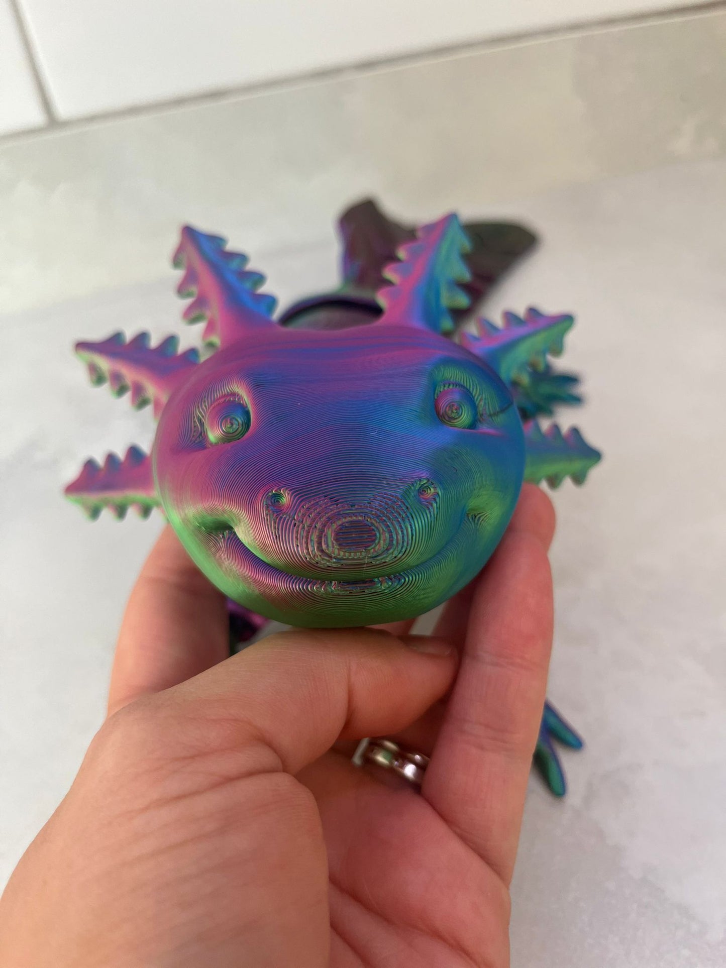 Axolotl Smiling - Medium (7 inch), Large (10 inch) or EXTRA LARGE (14 inch) Articulated Axolotl toy in any colour