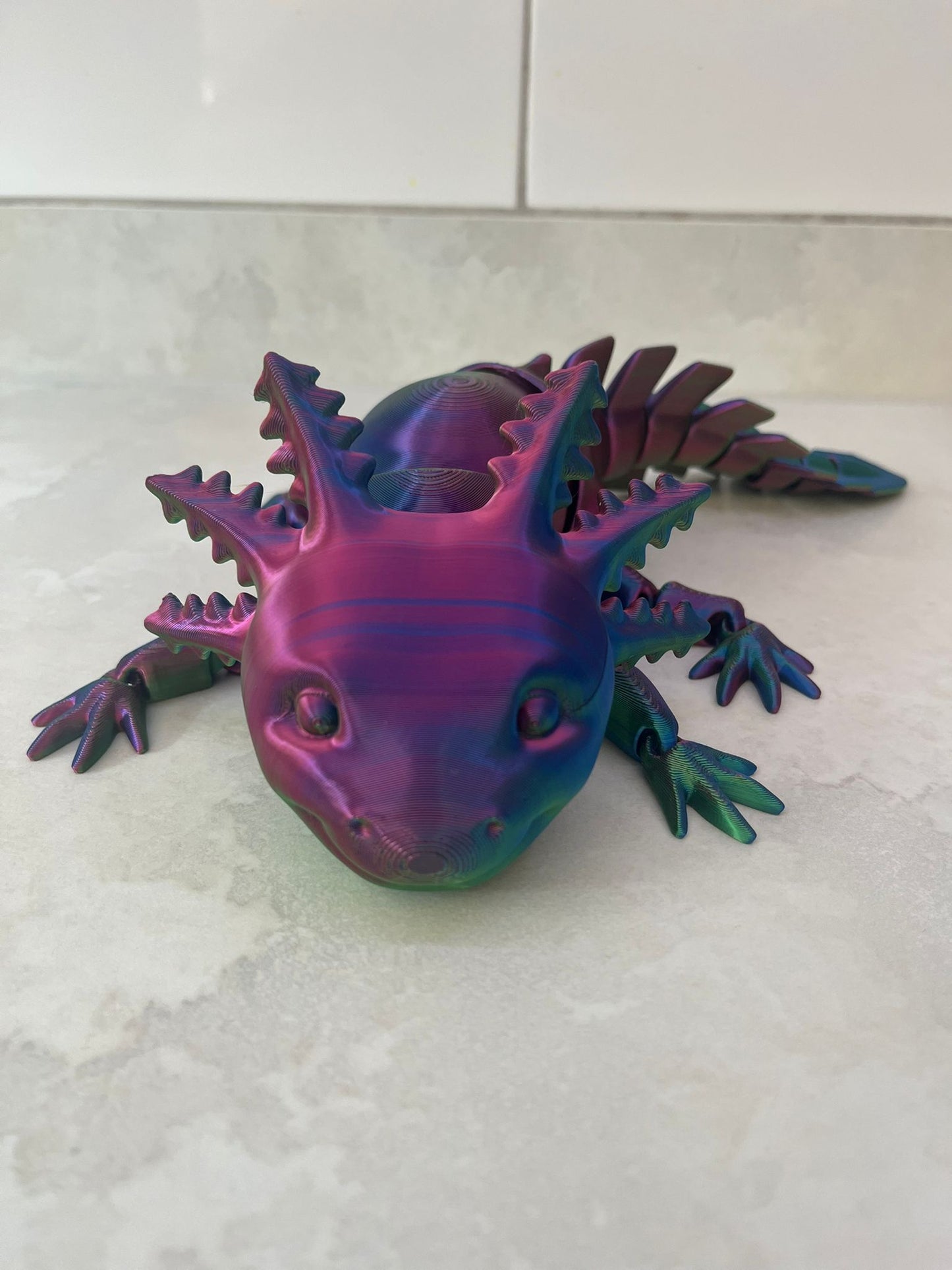 Axolotl Smiling - Medium (7 inch), Large (10 inch) or EXTRA LARGE (14 inch) Articulated Axolotl toy in any colour