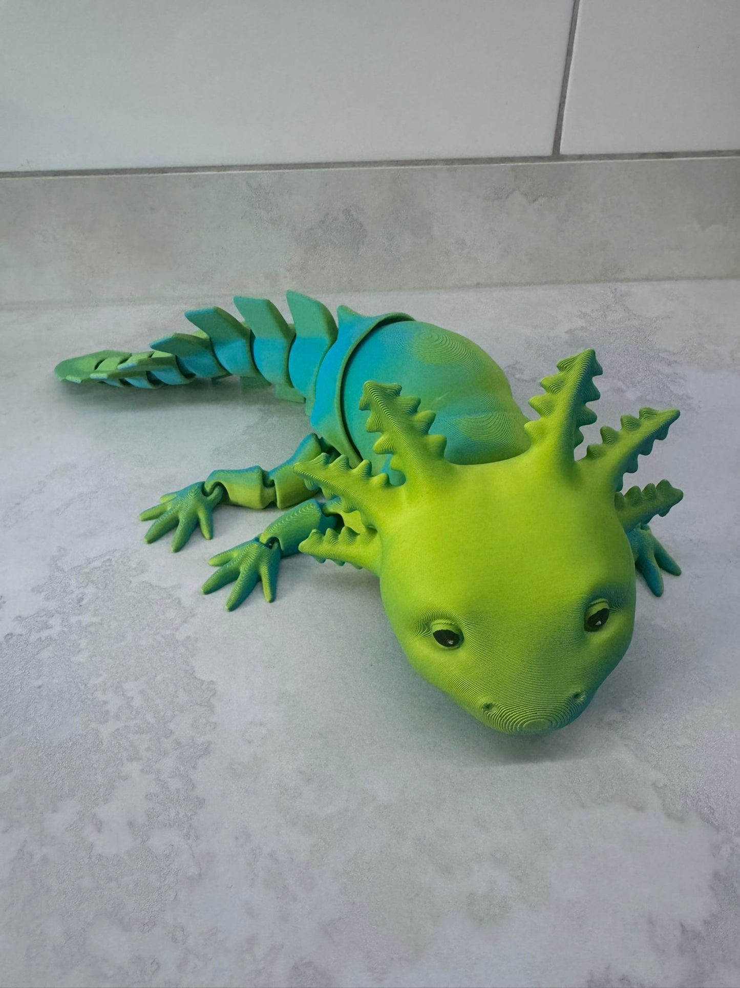 Axolotl Smiling - Medium (7 inch), Large (10 inch) or EXTRA LARGE (14 inch) Articulated Axolotl toy in any colour