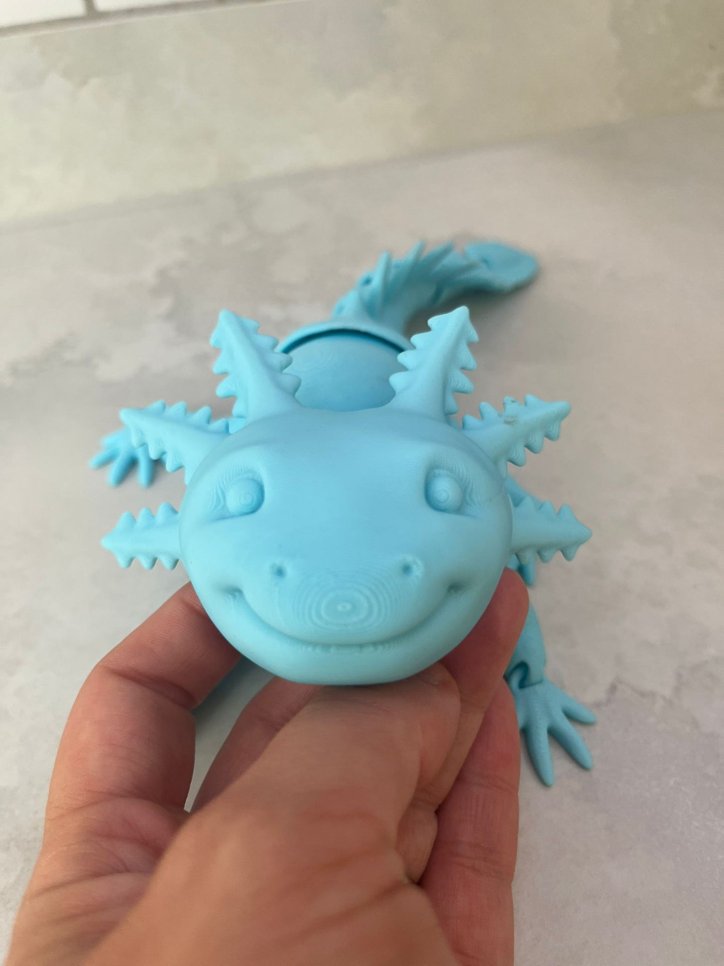 Axolotl Smiling - Medium (7 inch), Large (10 inch) or EXTRA LARGE (14 inch) Articulated Axolotl toy in any colour