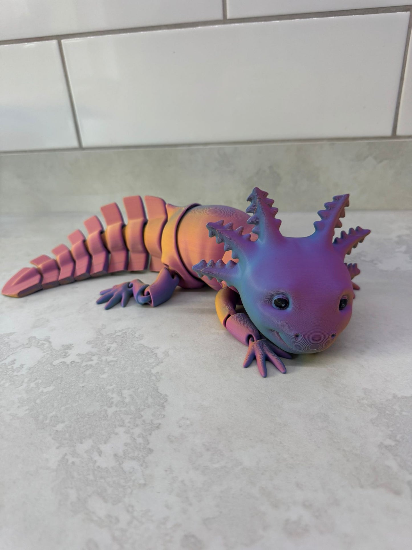 Axolotl Smiling - Medium (7 inch), Large (10 inch) or EXTRA LARGE (14 inch) Articulated Axolotl toy in any colour